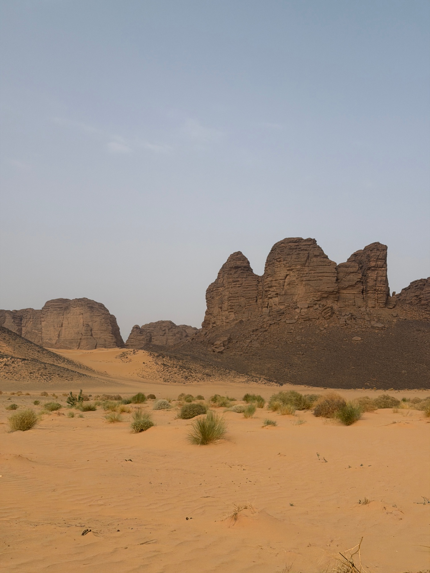 Dunes dorées et buttes rocheuses du Tassili