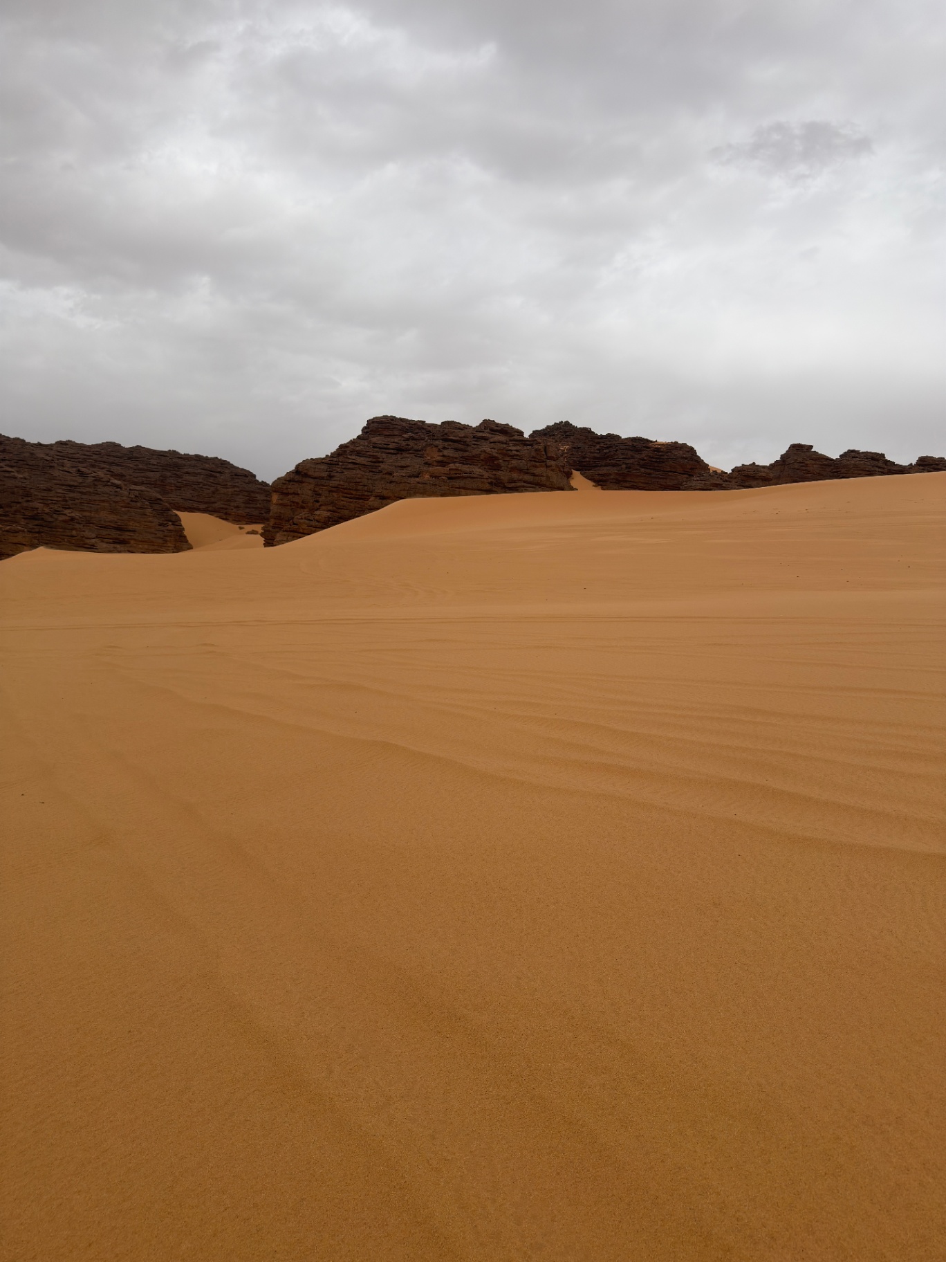 Dune sculptée par le vent et roches sombres